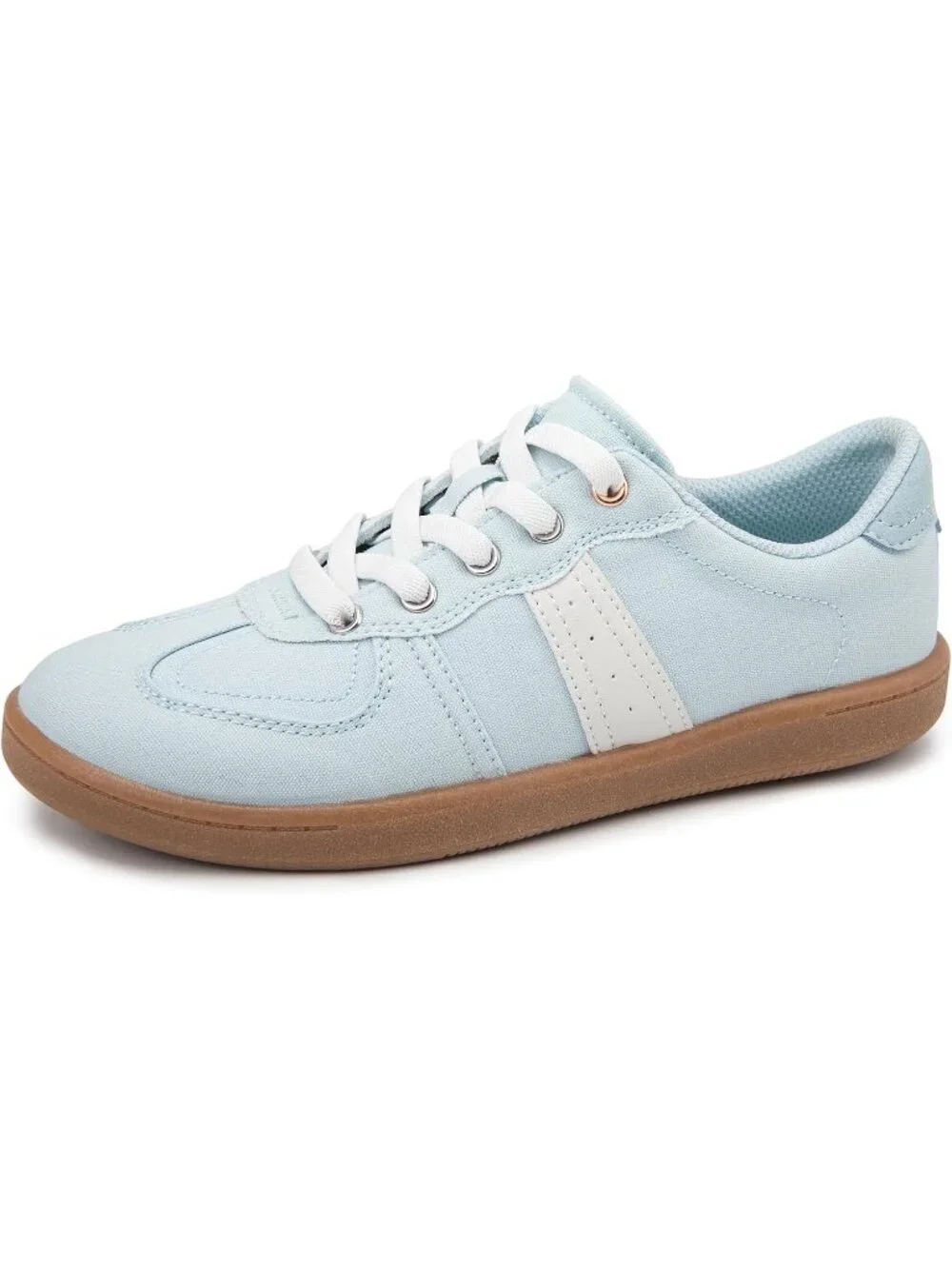 Women's Sky Blue Canvas Shoes Flat Pull On Round Toe Athletic Tennis Sneakers